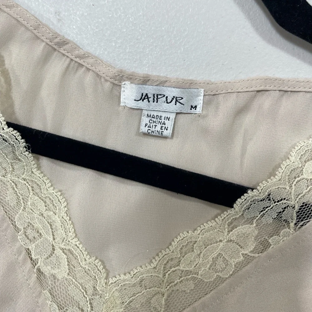 Jaipur sheer tan blouse women’s size M - Picture 12 of 14